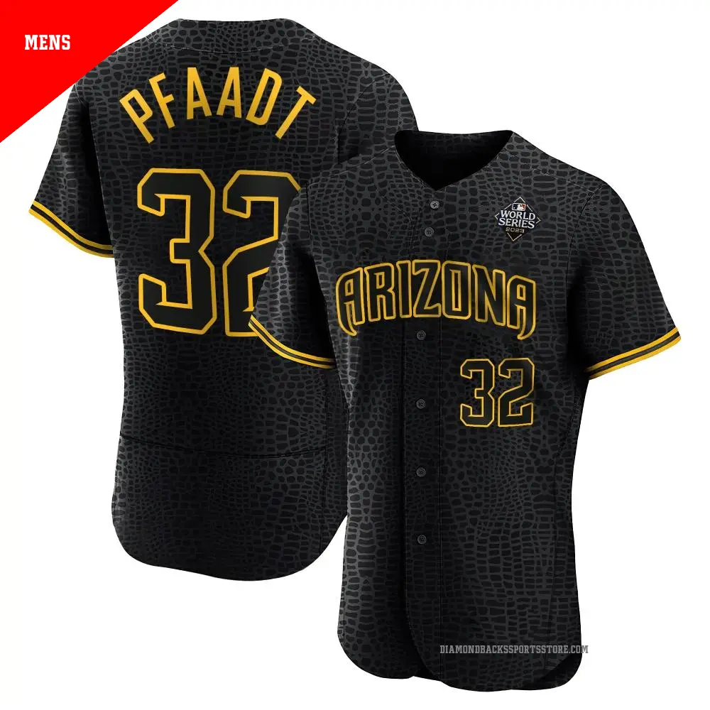 Men's ＃32 Brandon Pfaadt Arizona Diamondbacks Black Authentic Snake Skin City 2023 World Series Jersey