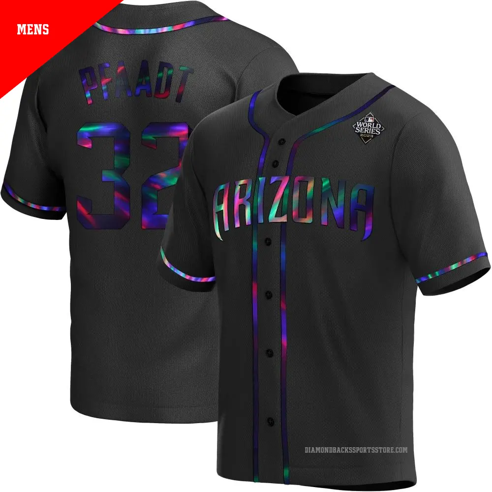 Men's ＃32 Brandon Pfaadt Arizona Diamondbacks Black Replica Holographic Alternate 2023 World Series Jersey