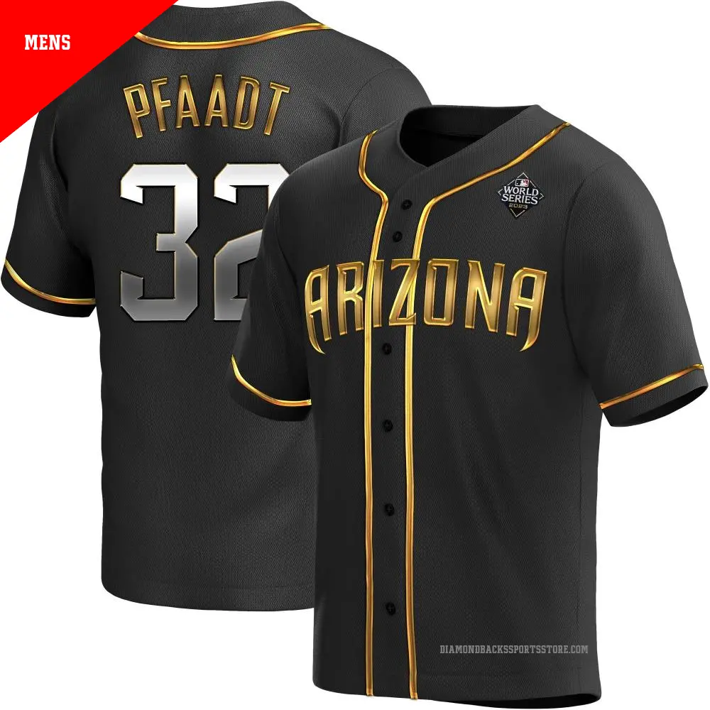 Men's ＃32 Brandon Pfaadt Arizona Diamondbacks Gold Replica Black en Alternate 2023 World Series Jersey
