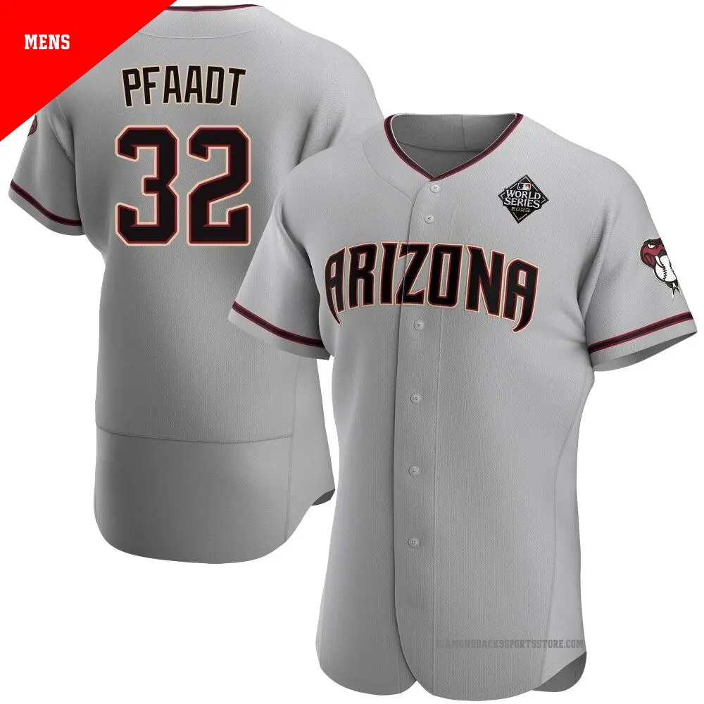 Men's ＃32 Brandon Pfaadt Arizona Diamondbacks Gray Authentic Road 2023 World Series Jersey