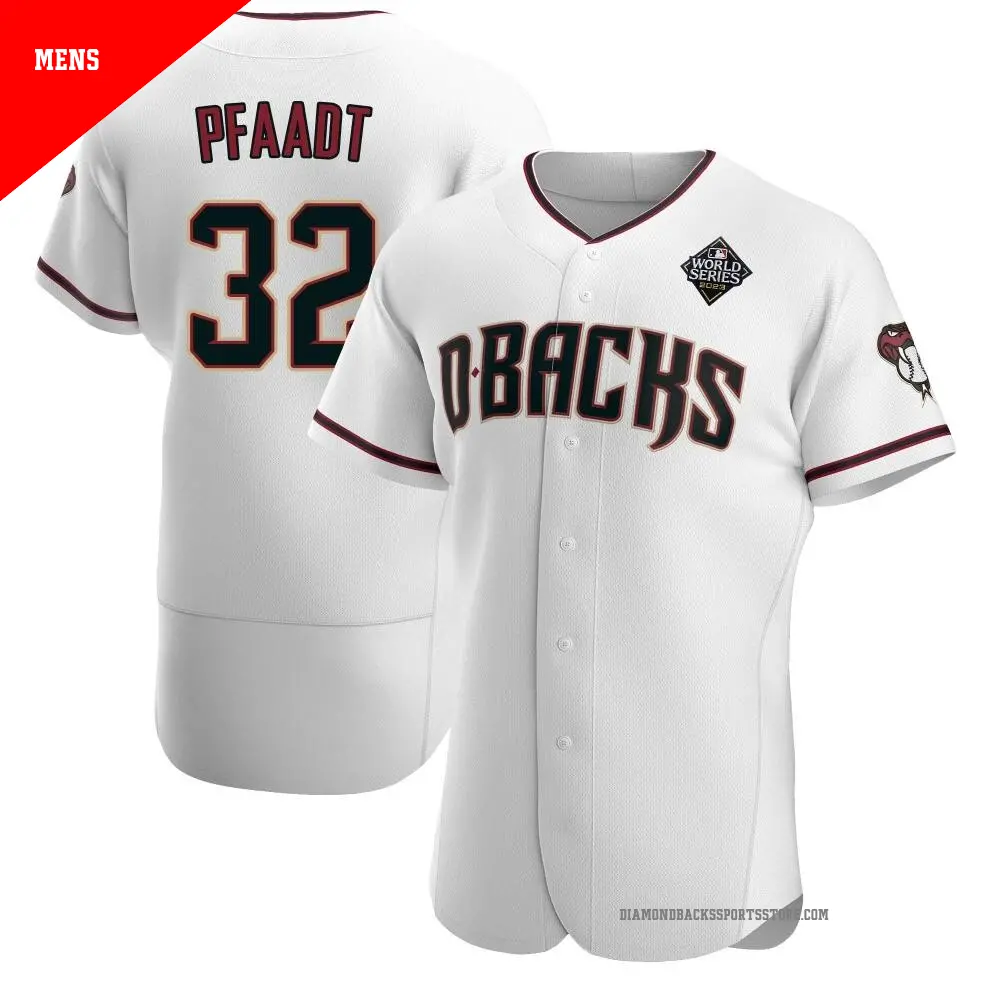 Men's ＃32 Brandon Pfaadt Arizona Diamondbacks White Authentic Crimson Home 2023 World Series Jersey