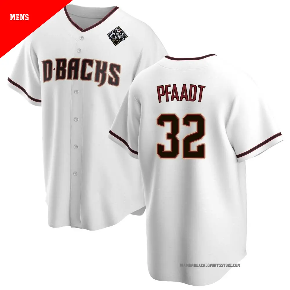 Men's ＃32 Brandon Pfaadt Arizona Diamondbacks White Replica Home 2023 World Series Jersey