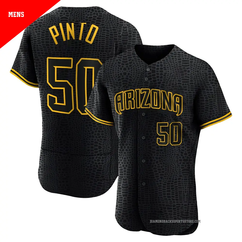 Men's ＃50 Rene Pinto Arizona Diamondbacks Black Authentic Snake Skin City Jersey