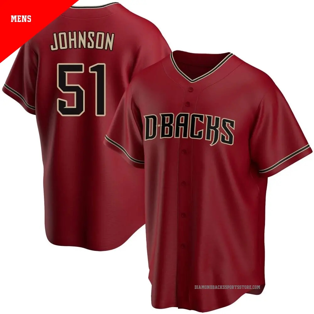 Men's ＃51 Randy Johnson Arizona Diamondbacks Red Replica Alternate Jersey