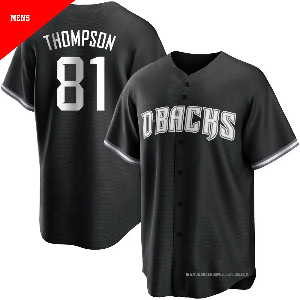 Men's ＃81 Ryan Thompson Arizona Diamondbacks Black/White Replica Jersey