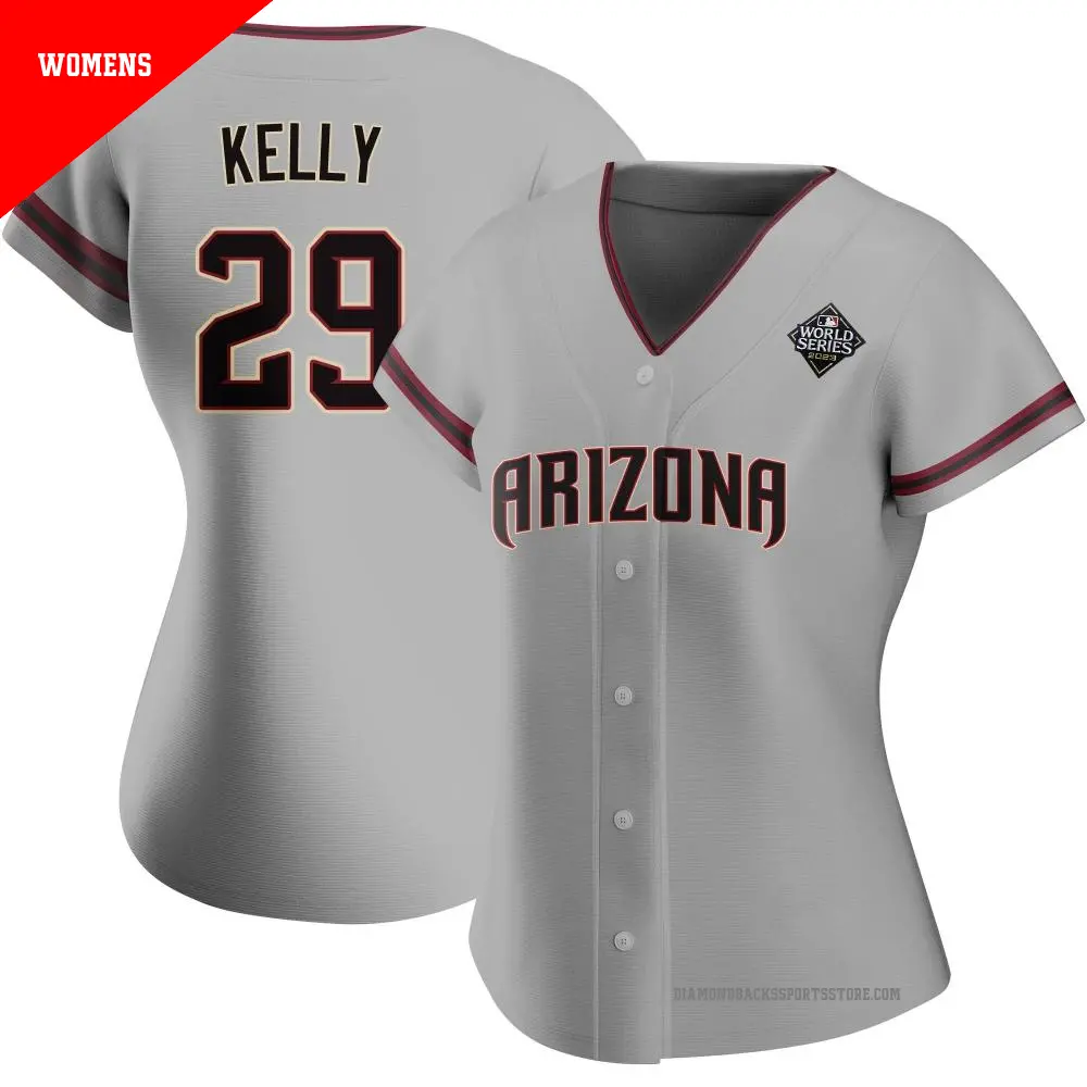 Women's ＃29 Merrill Kelly Arizona Diamondbacks Gray Authentic Road 2023 World Series Jersey