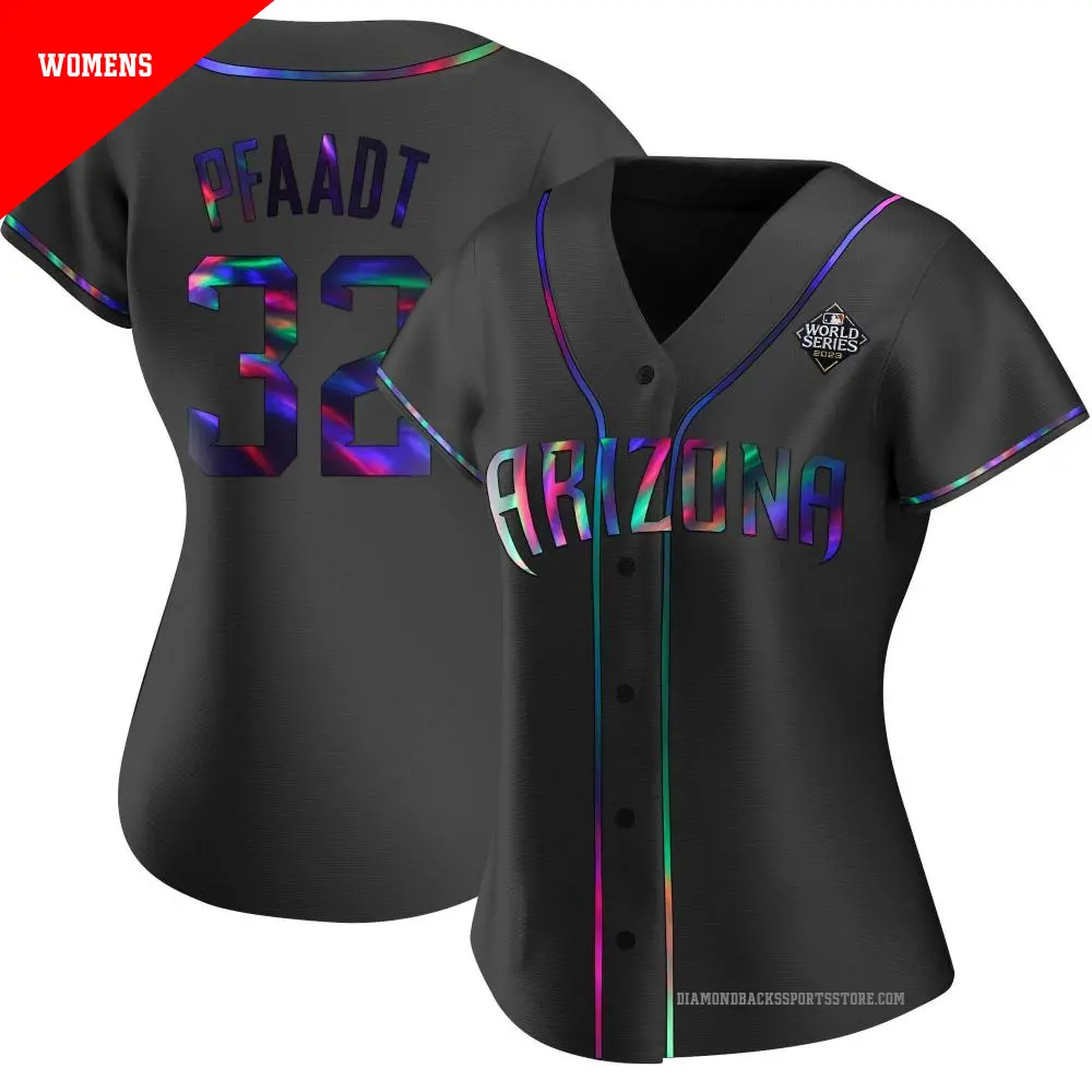 Women's ＃32 Brandon Pfaadt Arizona Diamondbacks Black Authentic Holographic Alternate 2023 World Series Jersey