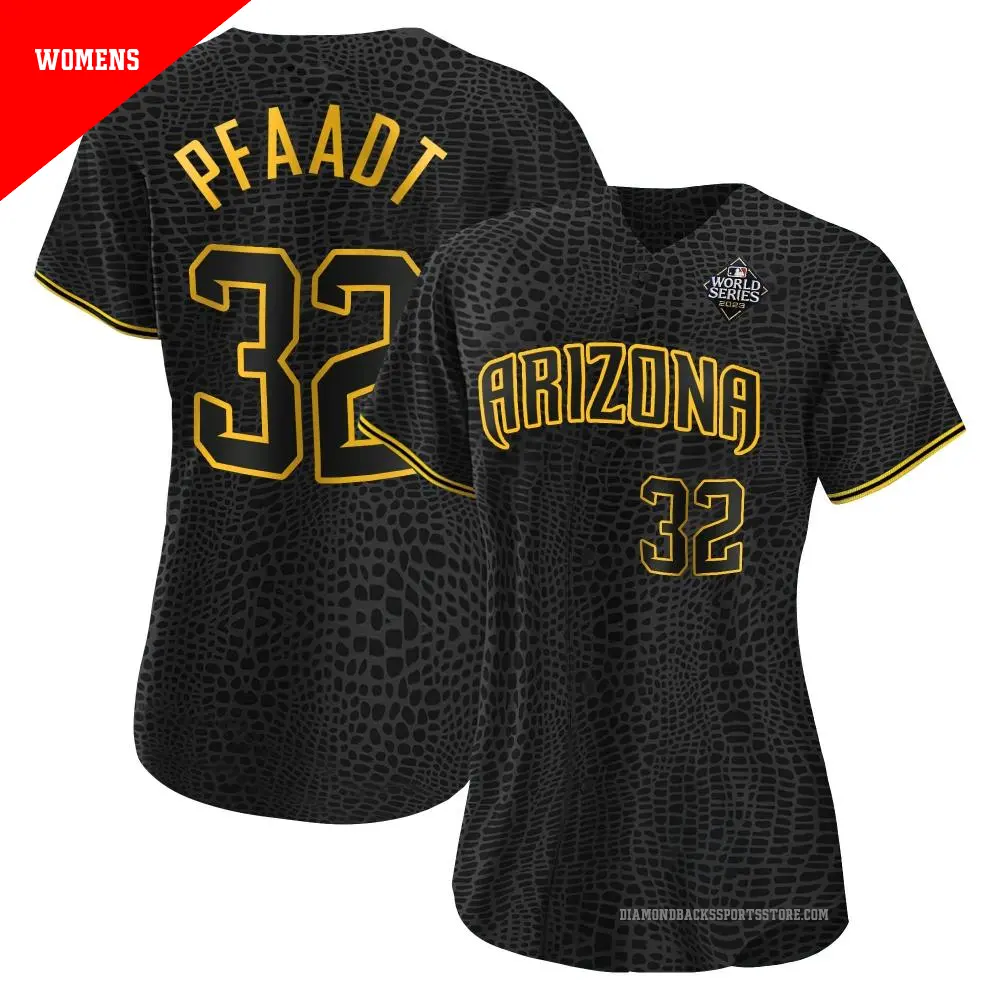 Women's ＃32 Brandon Pfaadt Arizona Diamondbacks Black Authentic Snake Skin City 2023 World Series Jersey