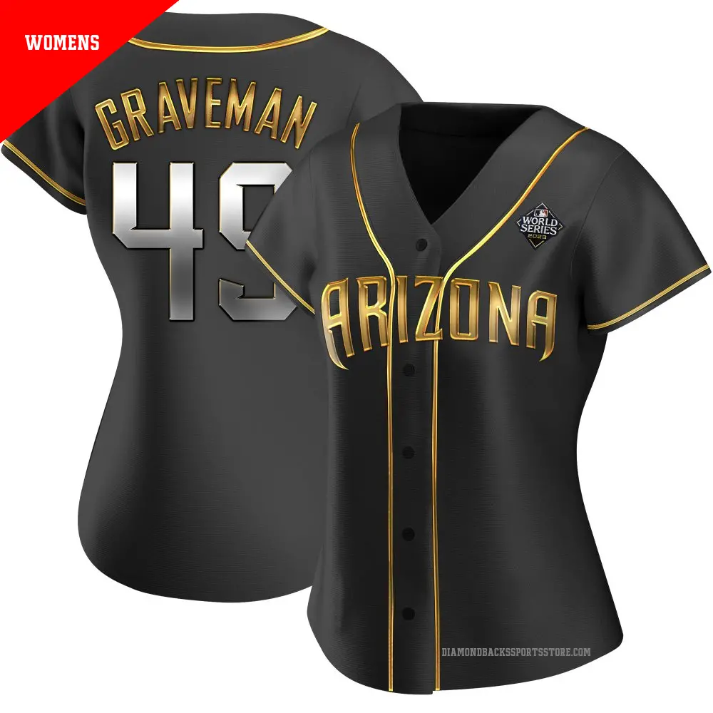Women's ＃49 Kendall Graveman Arizona Diamondbacks Gold Authentic Black en Alternate 2023 World Series Jersey