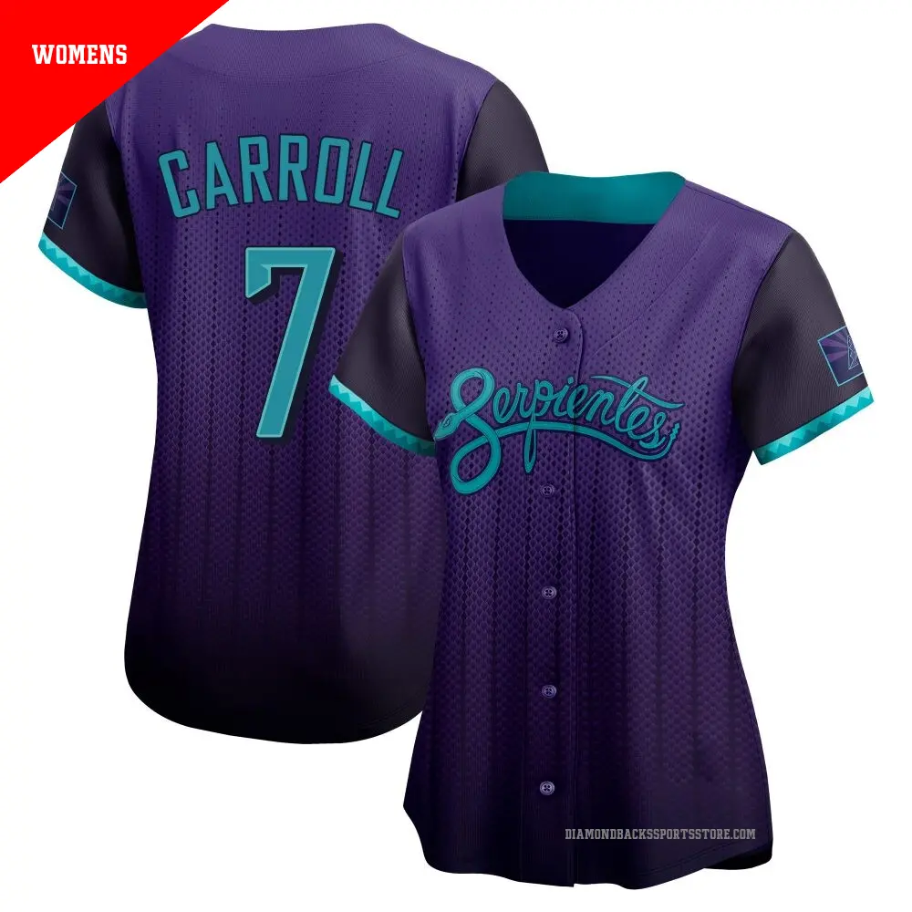 Women's ＃7 Corbin Carroll Arizona Diamondbacks Purple Limited 2025 City Connect Jersey