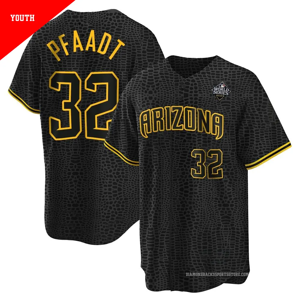 Youth ＃32 Brandon Pfaadt Arizona Diamondbacks Black Replica Snake Skin City 2023 World Series Jersey