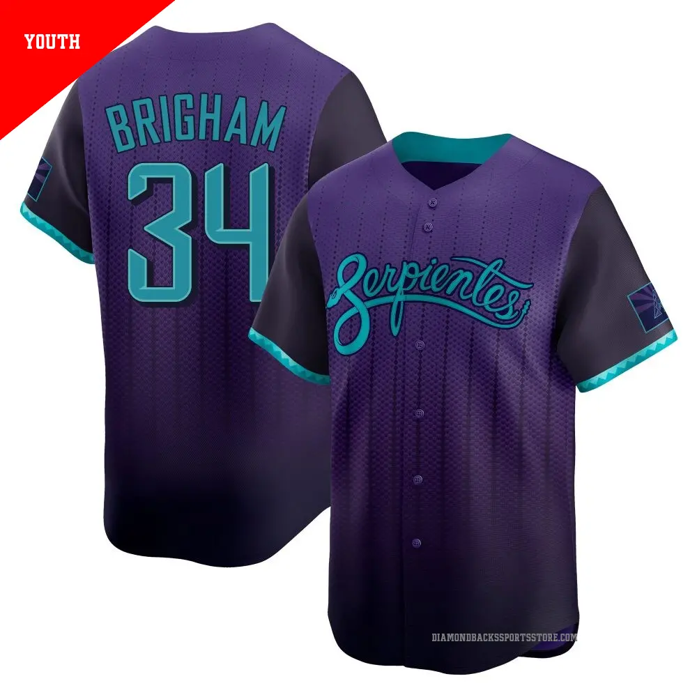Youth ＃34 Jeff Brigham Arizona Diamondbacks Purple Limited 2025 City Connect Jersey