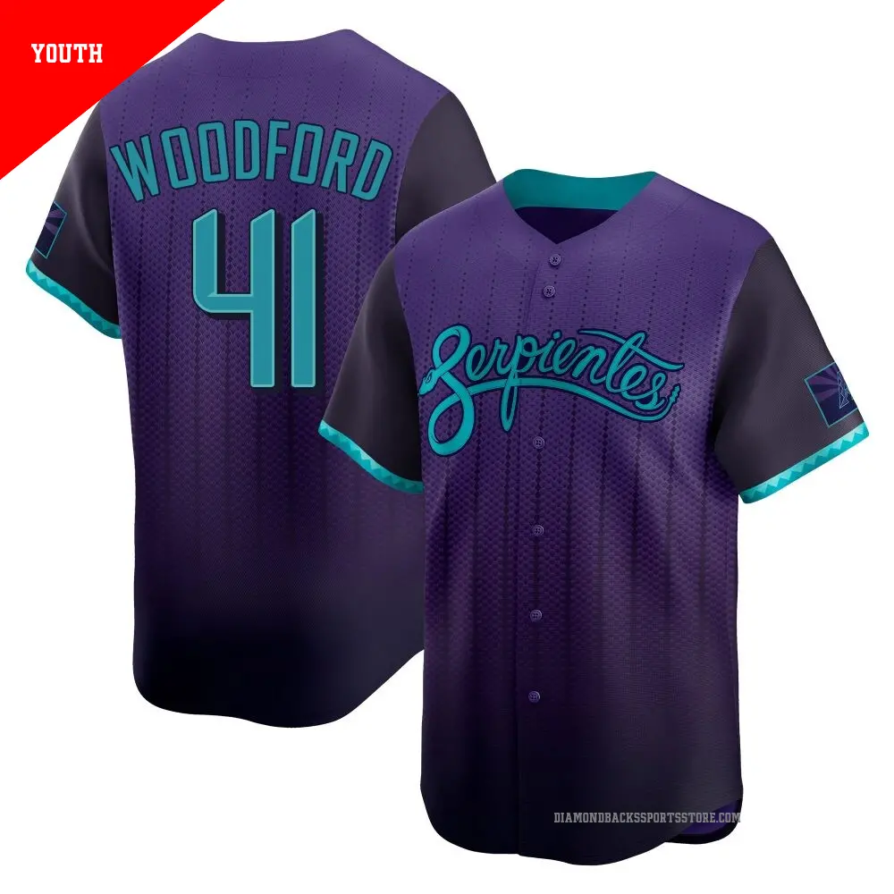 Youth ＃41 Jake Woodford Arizona Diamondbacks Purple Limited 2025 City Connect Jersey
