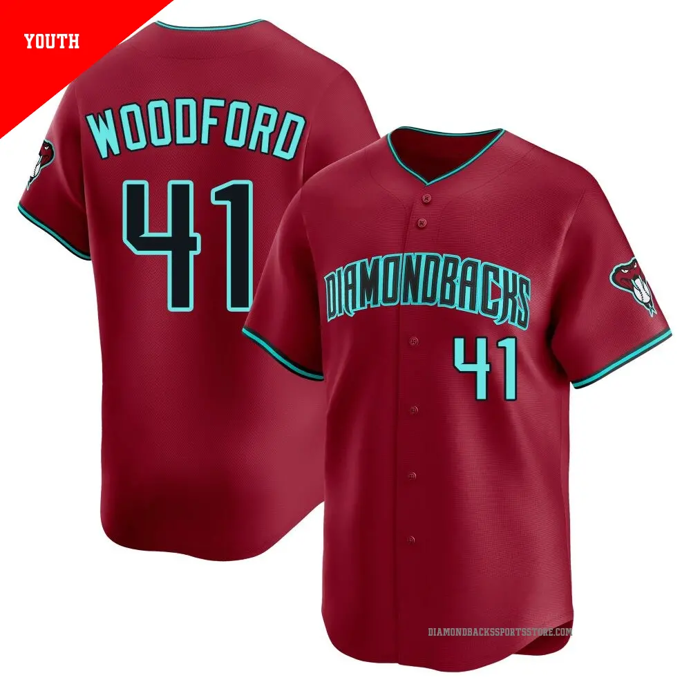 Youth ＃41 Jake Woodford Arizona Diamondbacks Red Limited Alternate Jersey
