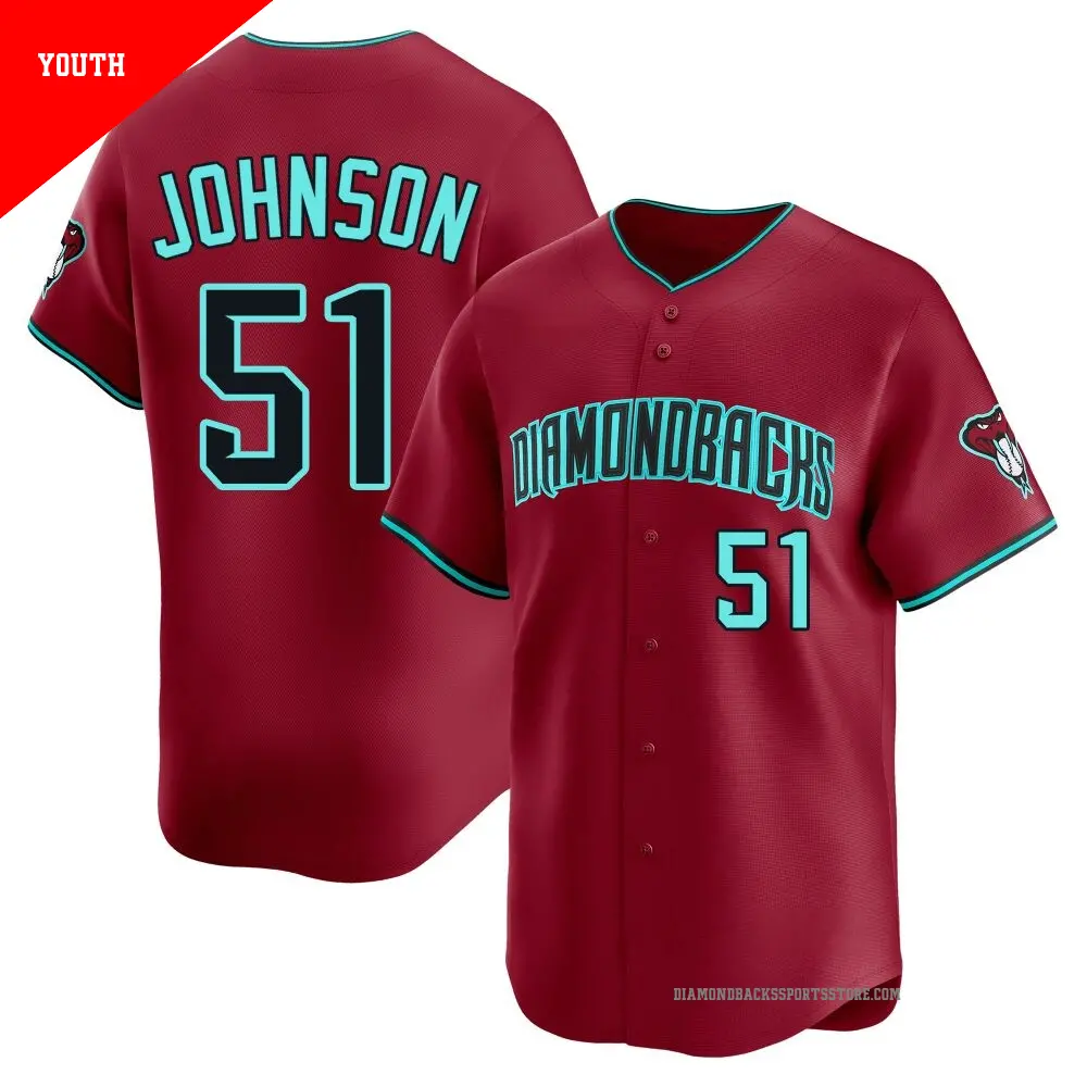 Youth ＃51 Randy Johnson Arizona Diamondbacks Red Limited Alternate Jersey