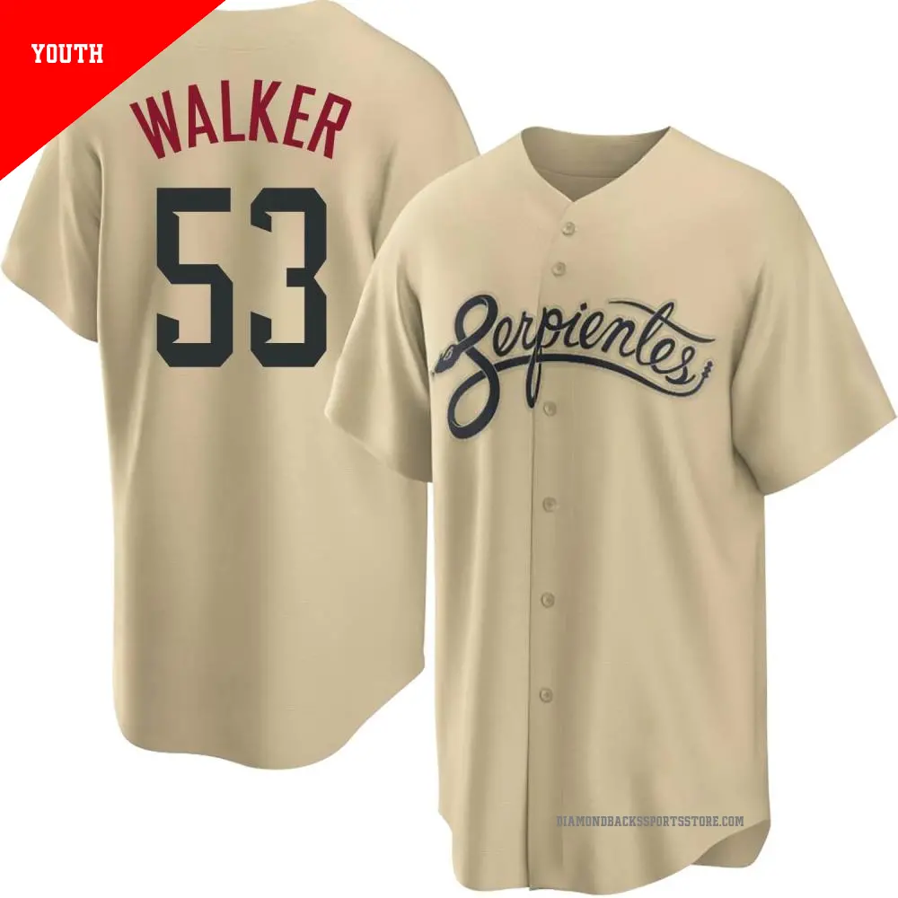 Youth ＃53 Christian Walker Arizona Diamondbacks Gold Replica 2021 City Connect Cool Base Jersey