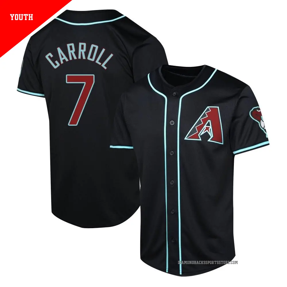 Youth ＃7 Corbin Carroll Arizona Diamondbacks Black Limited Alternate Jersey